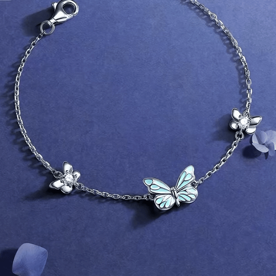 Blue Butterfly - 925 Silberarmband